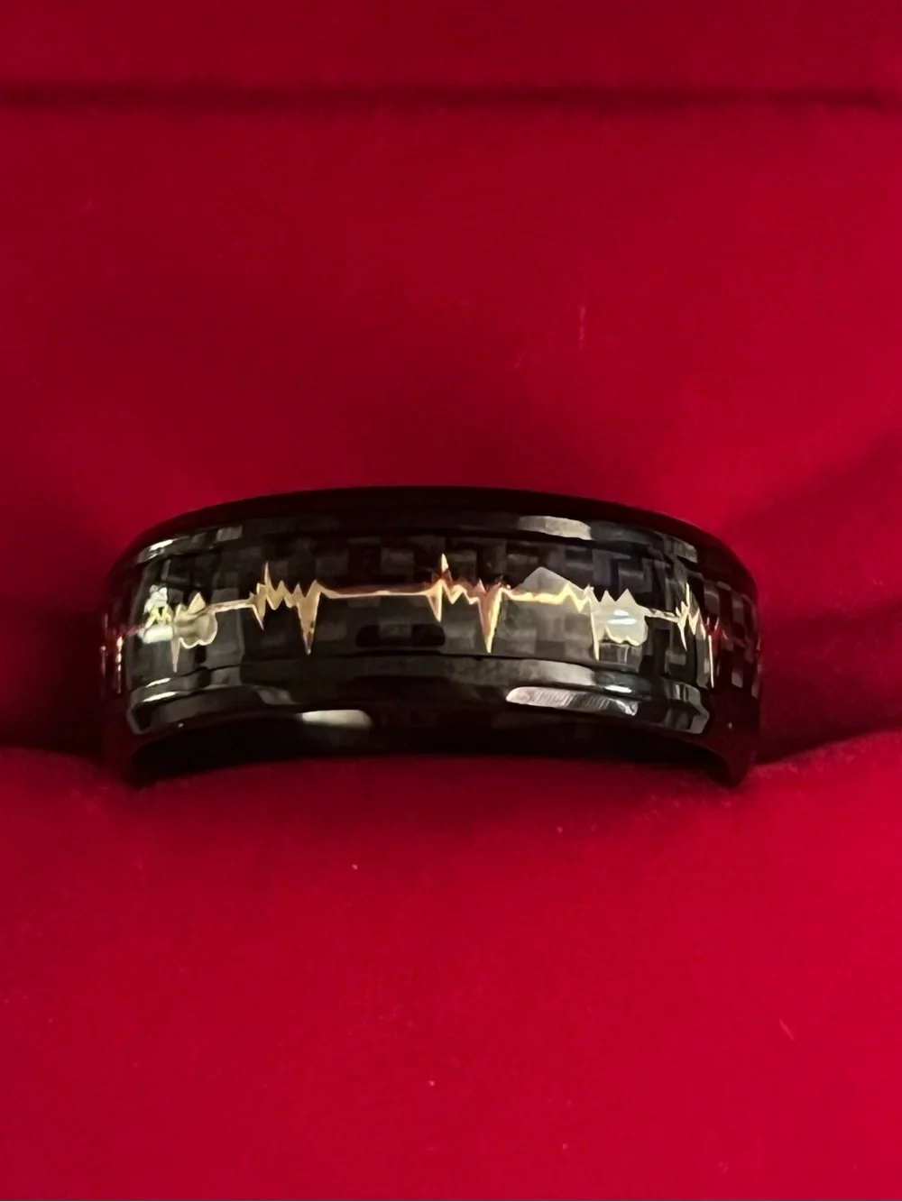 Classic Design Titanium Steel Black Lifeline Design Shine Finish 8mm Band S 11